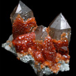 Spessartine on Smoky Quartz